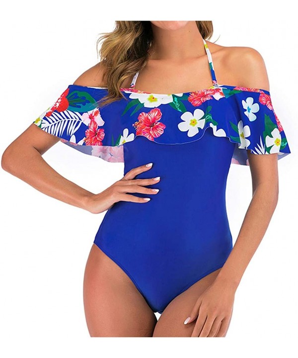 Teen Girls Floral Printed One Piece Monokini Bathing Suits V Neck Ruffles Bikini Set Swimwear - D1 - CF196WYYKWG $18.31-Tankinis