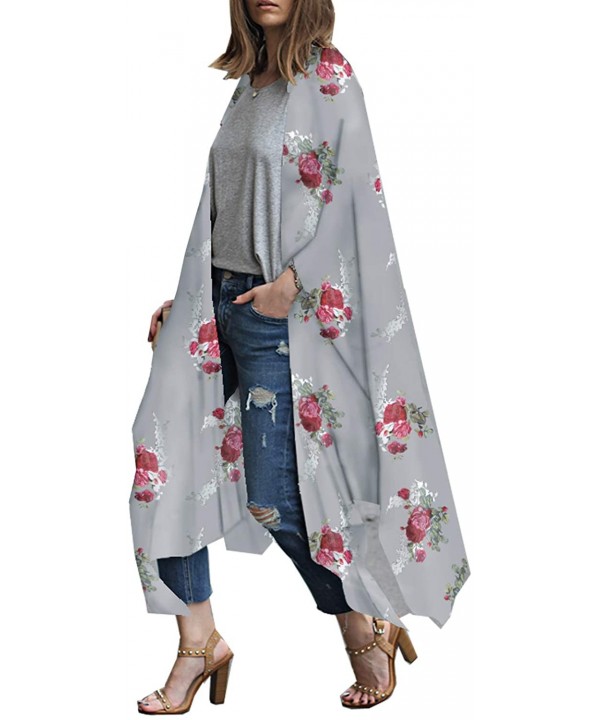 Women's Sheer Chiffon Blouse Tops Kimono Cardigan Floral Loose Cover Ups Outwear Plus Size - Type 7 - CV18T734GD6 $20.32-Cove...