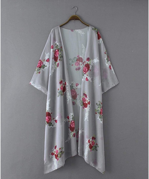 Women's Sheer Chiffon Blouse Tops Kimono Cardigan Floral Loose Cover Ups Outwear Plus Size - Type 7 - CV18T734GD6 $20.32-Cove...