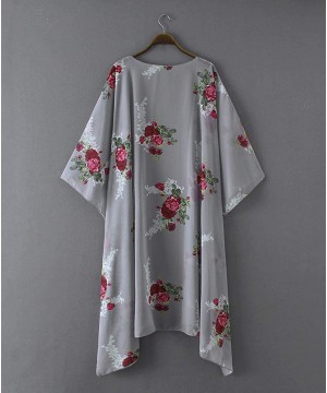 Women's Sheer Chiffon Blouse Tops Kimono Cardigan Floral Loose Cover Ups Outwear Plus Size - Type 7 - CV18T734GD6 $20.32-Cove...