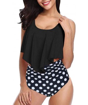 Swimsuits for Women Two Piece Bathing Suits Flounce Swimwear Top High Waisted Bottom Bikini Set - D - Navy - CL19587QQ73 $11....