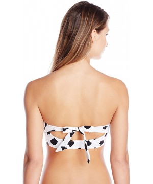 Women's Sweetheart Front Tie Bikini Top - Black/Off-white Stripe - C811RZR1AE7 $46.01-Tops