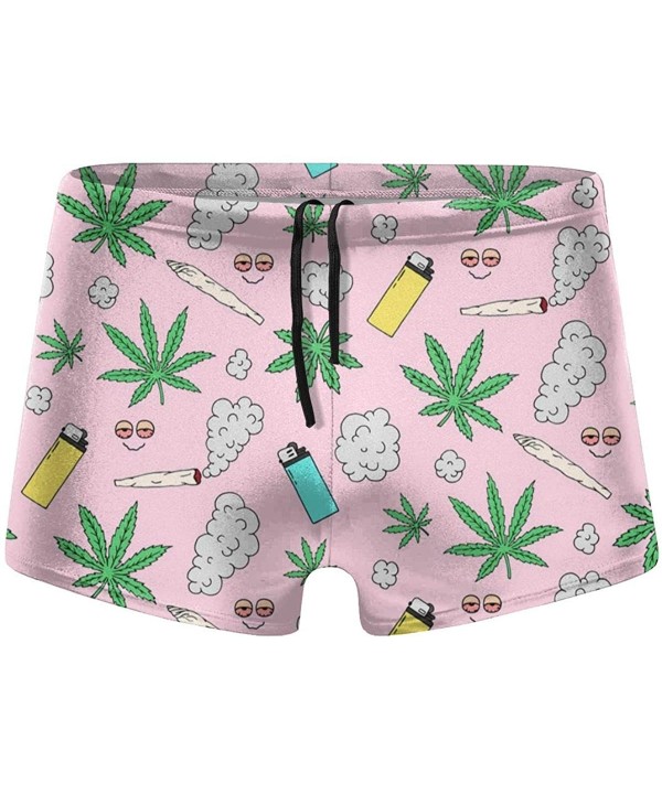 Men's Swimming Trunks Boxer Brief Marijuana Smoking Lighter Swimsuit Swim Underwear - Black - CL194L66I57 $23.58-Briefs