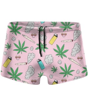 Men's Swimming Trunks Boxer Brief Marijuana Smoking Lighter Swimsuit Swim Underwear - Black - CL194L66I57 $23.58-Briefs