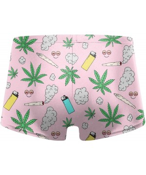 Men's Swimming Trunks Boxer Brief Marijuana Smoking Lighter Swimsuit Swim Underwear - Black - CL194L66I57 $23.58-Briefs