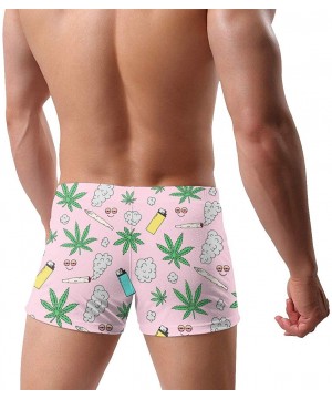 Men's Swimming Trunks Boxer Brief Marijuana Smoking Lighter Swimsuit Swim Underwear - Black - CL194L66I57 $23.58-Briefs