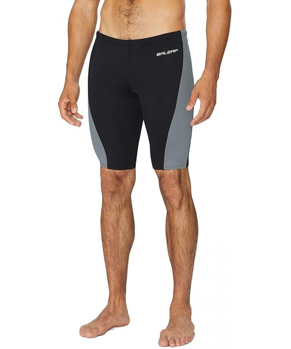 Men's Athletic Durable Training Polyester Jammer Swimsuit - Black/Gray - C4195SIW792 $27.41-Racing