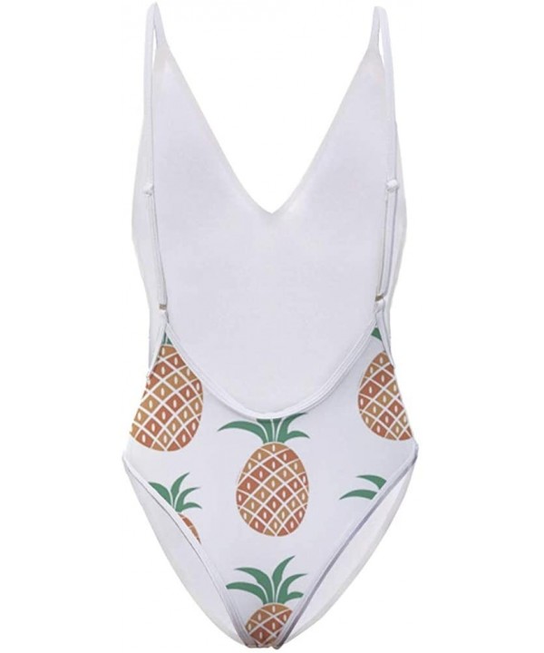 Women's Ladies Swimsuits Deep V One Piece Bathing Suits Bikini Beach Swimwear Bathing Suit - Pineapple-4 - CO18QMSM9KD $33.67...