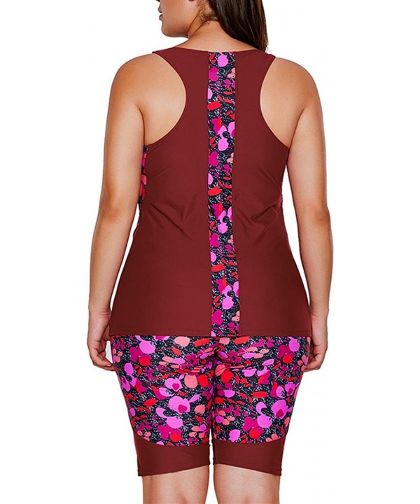 Women's 2 Piece Plus Size Floral Tankini Swimsuit with Bermuda Shorts - Multi - CD188LSMAUX $36.01-Tankinis