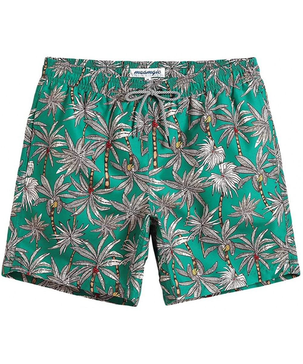 7" Swim Shorts Mens Quick Dry Swim Trunks with Mesh Lining Teen Funny Print Swimwear Swimsuit - Palm Green - CB193XCKEQS $21....