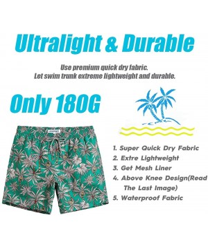 7" Swim Shorts Mens Quick Dry Swim Trunks with Mesh Lining Teen Funny Print Swimwear Swimsuit - Palm Green - CB193XCKEQS $21....