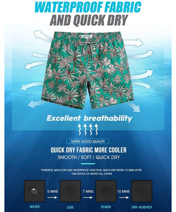 7" Swim Shorts Mens Quick Dry Swim Trunks with Mesh Lining Teen Funny Print Swimwear Swimsuit - Palm Green - CB193XCKEQS $21....