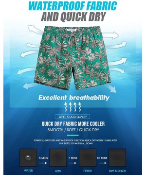 7" Swim Shorts Mens Quick Dry Swim Trunks with Mesh Lining Teen Funny Print Swimwear Swimsuit - Palm Green - CB193XCKEQS $21....