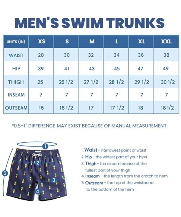 7" Swim Shorts Mens Quick Dry Swim Trunks with Mesh Lining Teen Funny Print Swimwear Swimsuit - Palm Green - CB193XCKEQS $21....