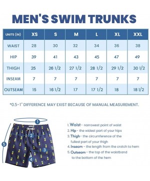 7" Swim Shorts Mens Quick Dry Swim Trunks with Mesh Lining Teen Funny Print Swimwear Swimsuit - Palm Green - CB193XCKEQS $21....