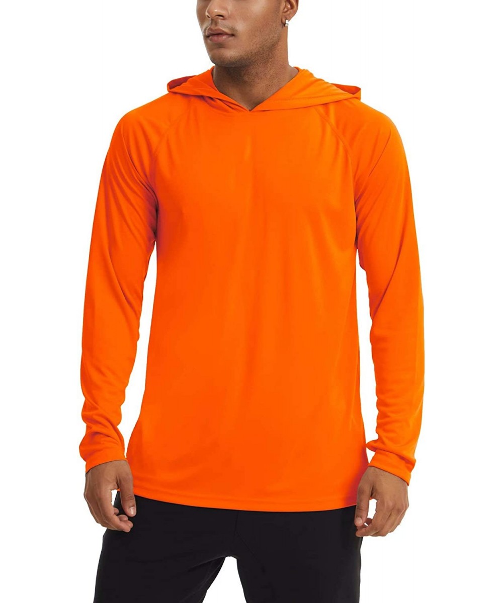 Men's Hooded UPF 50+ Sun Protection T Shirts Long Sleeve Athletic Fishing Shirts Rash Guards - Orange-1 - CA19EDGHM45 $18.89-...