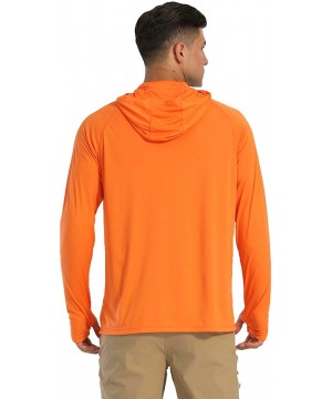 Men's Hooded UPF 50+ Sun Protection T Shirts Long Sleeve Athletic Fishing Shirts Rash Guards - Orange-1 - CA19EDGHM45 $18.89-...