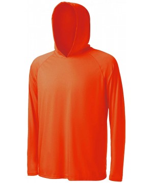 Men's Hooded UPF 50+ Sun Protection T Shirts Long Sleeve Athletic Fishing Shirts Rash Guards - Orange-1 - CA19EDGHM45 $18.89-...