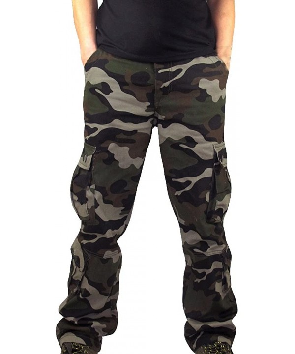 Men Camouflage Multi-Pocket Overalls Casual Sport Work Loose Trouser Pants - Army Green Pants - CY195AKA5RK $26.40-Board Shorts