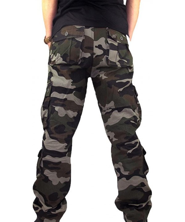 Men Camouflage Multi-Pocket Overalls Casual Sport Work Loose Trouser Pants - Army Green Pants - CY195AKA5RK $26.40-Board Shorts