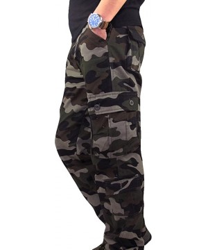 Men Camouflage Multi-Pocket Overalls Casual Sport Work Loose Trouser Pants - Army Green Pants - CY195AKA5RK $26.40-Board Shorts