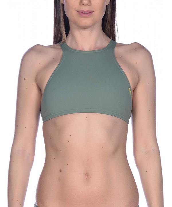 Womens Rule Breaker Think Crop Top MaxLife Bikini Top - Army - CU18URY6UEX $11.98-Racing