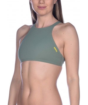 Womens Rule Breaker Think Crop Top MaxLife Bikini Top - Army - CU18URY6UEX $11.98-Racing