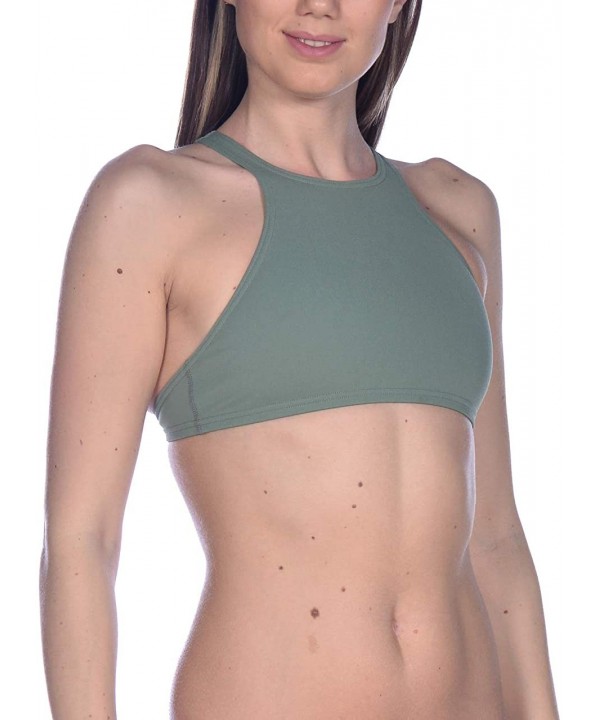 Womens Rule Breaker Think Crop Top MaxLife Bikini Top - Army - CU18URY6UEX $11.98-Racing