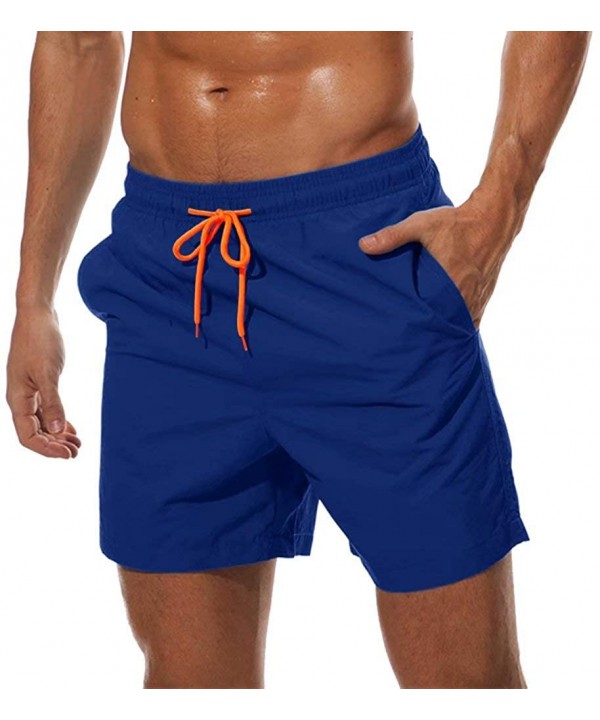 Men's Quick Dry Swim Trunks with Mesh Lining Beach Shorts Boardshorts Swim Shorts 3 Pockets - Royal Blue - CK197ECOSZK $18.59...