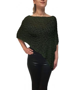 Ladies Popcorn Crochet Stretch Lace Fish Net Batwing Small Poncho - Olive - C818OTG4GX6 $31.76-Cover-Ups