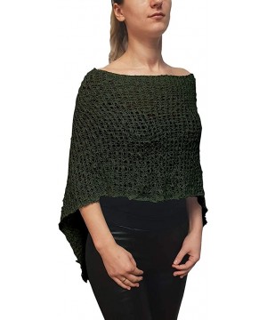 Ladies Popcorn Crochet Stretch Lace Fish Net Batwing Small Poncho - Olive - C818OTG4GX6 $31.76-Cover-Ups