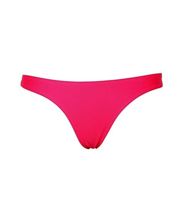 Sexy Womens Mid-Waisted Bikini Bottoms Ladies T-Back Thong Swimsuits - Pink - C412BXIGLON $16.47-Bottoms