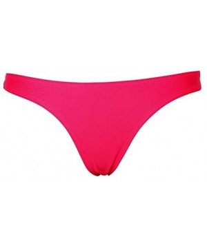 Sexy Womens Mid-Waisted Bikini Bottoms Ladies T-Back Thong Swimsuits - Pink - C412BXIGLON $16.47-Bottoms