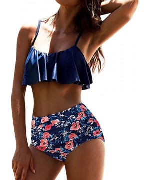 Swimsuit for Women Two Pieces Top Ruffled Backless Racerback with High Waisted Bottom Tankini Set - M8-red - CT18T0Y4GQU $14....