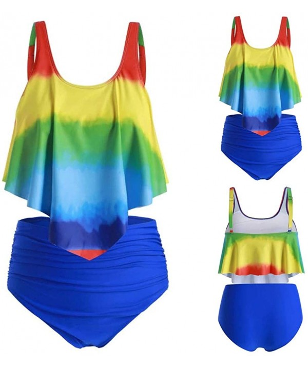 Girls Tankini Plus Size High Waisted Swimsuits for Women Swimsuits NO.31 - Multi Color - CV19D8KDK6X $18.76-Tops