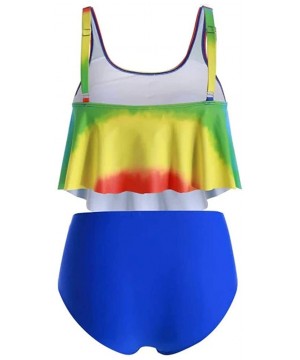 Girls Tankini Plus Size High Waisted Swimsuits for Women Swimsuits NO.31 - Multi Color - CV19D8KDK6X $18.76-Tops