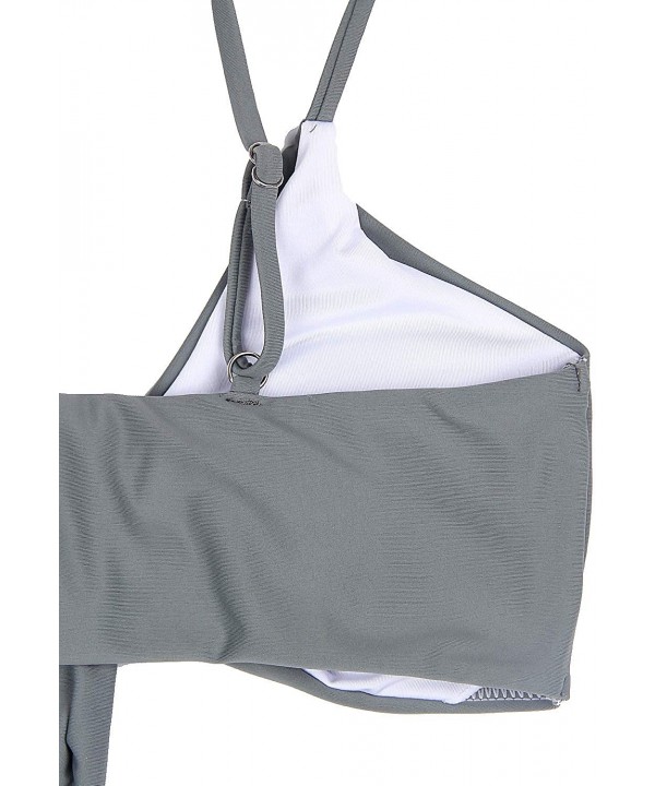 Womens High Waisted Bikini Set Tie Knot High Rise Two Piece Swimsuits Bathing Suits - Grey - CH18N0W08E0 $28.84-Sets