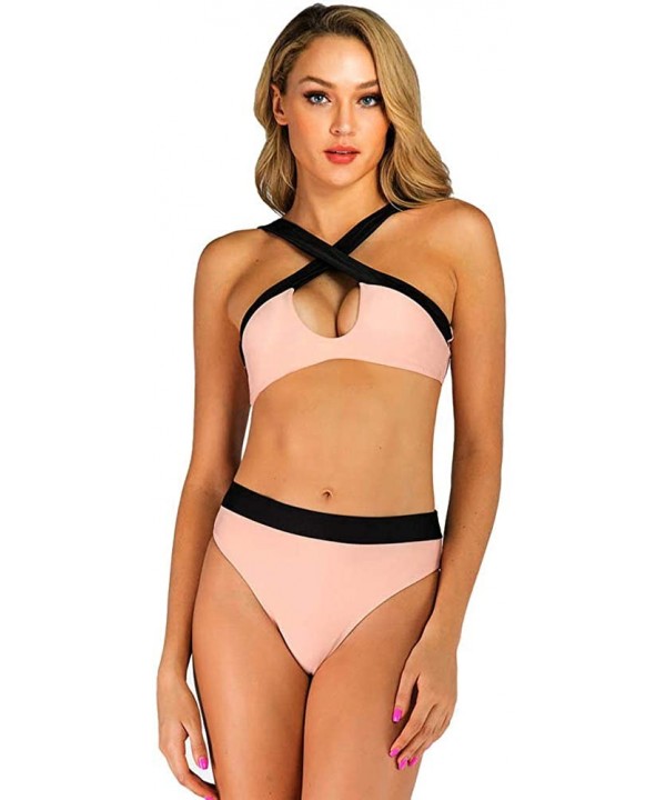 Swimsuits for Women High Waisted Bikini Sexy Two Piece Bathing Suits Tummy Control Swimwear - 9062pink - CN19CL5L2Q9 $25.45-Sets