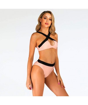 Swimsuits for Women High Waisted Bikini Sexy Two Piece Bathing Suits Tummy Control Swimwear - 9062pink - CN19CL5L2Q9 $25.45-Sets