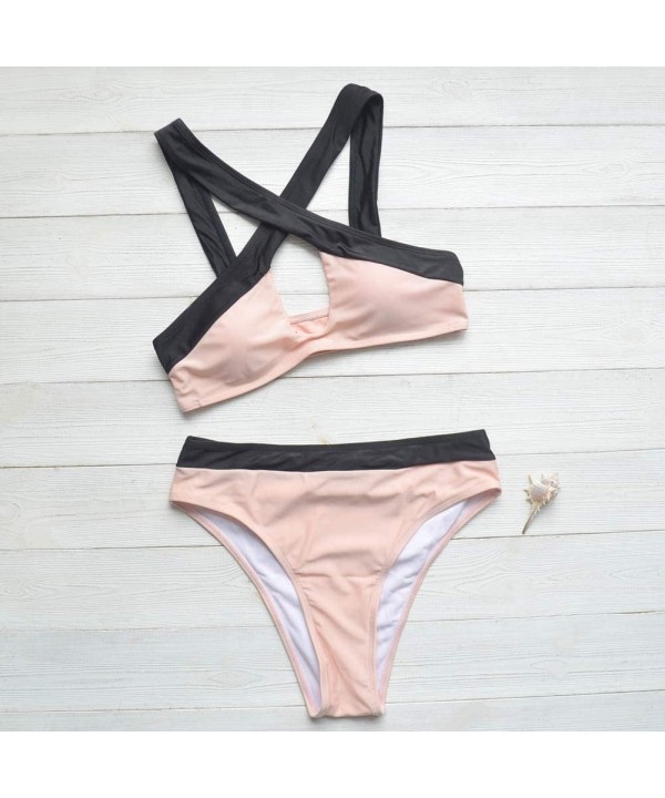 Swimsuits for Women High Waisted Bikini Sexy Two Piece Bathing Suits Tummy Control Swimwear - 9062pink - CN19CL5L2Q9 $25.45-Sets