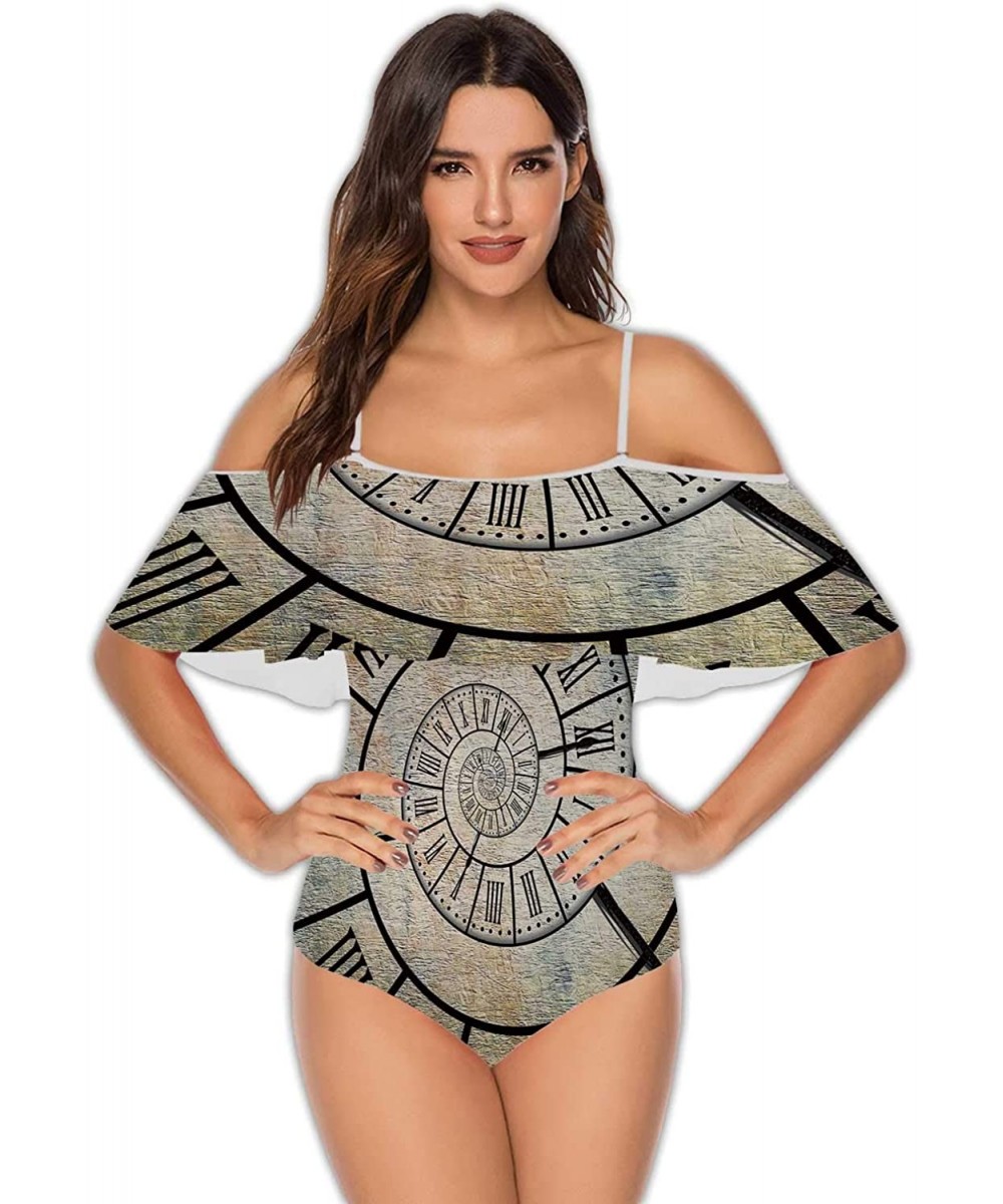 Sacral Chakra-Womens Flounce Off-Shoulder One-Piece Swimsuits Bathing Suit S - Multi 28 - CZ199DSN6DO $42.51-One-Pieces