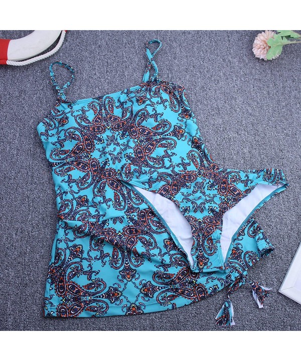 Women Hater Tankini Set Printed Vintage Two Piece Swimwear Plus Size High Waist Push Up Bathing Suit - Blue - C418M9HO80A $37...