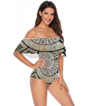 Sacral Chakra-Womens Flounce Off-Shoulder One-Piece Swimsuits Bathing Suit S - Multi 28 - CZ199DSN6DO $42.51-One-Pieces