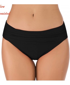 Women's Ruched High Waisted Bikini Bottom Tummy Control Swim Short Tankini - Black5 - CG198852U2S $20.56-Bottoms