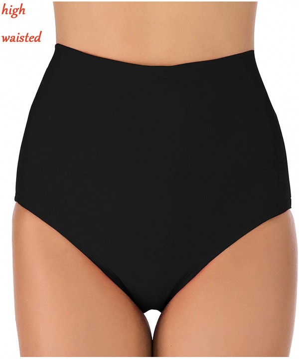 Women's Ruched High Waisted Bikini Bottom Tummy Control Swim Short Tankini - Black5 - CG198852U2S $20.56-Bottoms