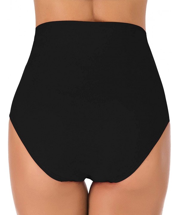 Women's Ruched High Waisted Bikini Bottom Tummy Control Swim Short Tankini - Black5 - CG198852U2S $20.56-Bottoms