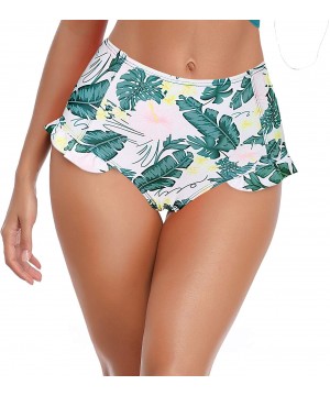 Women's Ruffle Push Up Bikini High Waisted Bottoms Two Piece Swimsuits - Bottom Only - Valley Green - CP1928LTLQG $14.68-Bottoms