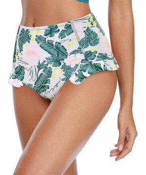 Women's Ruffle Push Up Bikini High Waisted Bottoms Two Piece Swimsuits - Bottom Only - Valley Green - CP1928LTLQG $14.68-Bottoms