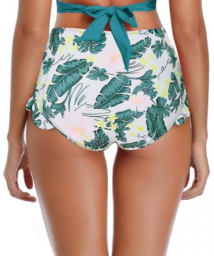 Women's Ruffle Push Up Bikini High Waisted Bottoms Two Piece Swimsuits - Bottom Only - Valley Green - CP1928LTLQG $14.68-Bottoms