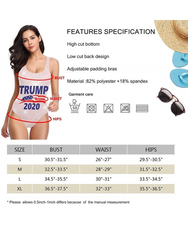 Trump 2020 Women One-Piece Bathing Suit Charming Swimsuit - White - C71905N787N $20.96-One-Pieces